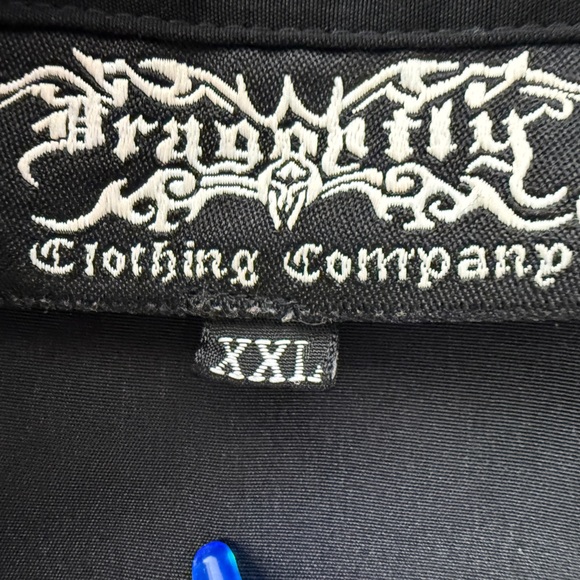 Dragonfly Road House Button Up Black Shirt Mens XXL Cards Poker Skulls Roses - Picture 5 of 9